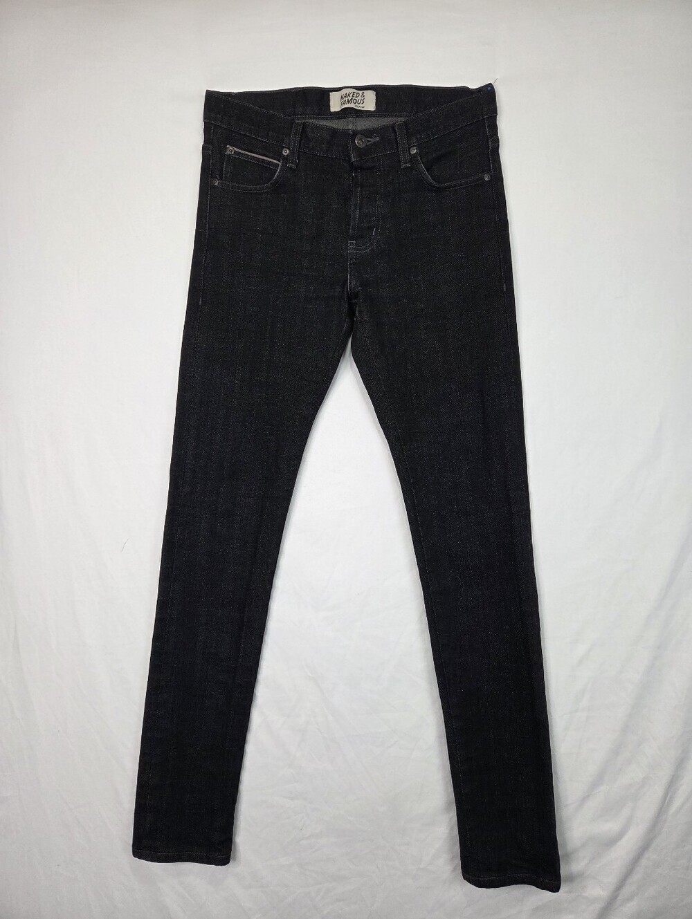 Naked & Famous Super Guy‎ Black X Grey Stretch Selvedge Jeans Size 31 Slim Taper